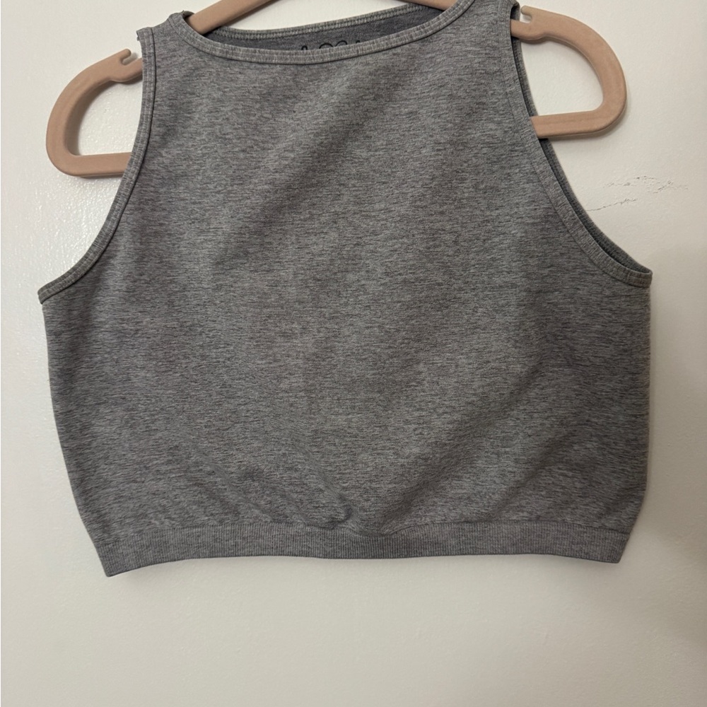 Heather Gray Ribbed Crop Tank Top